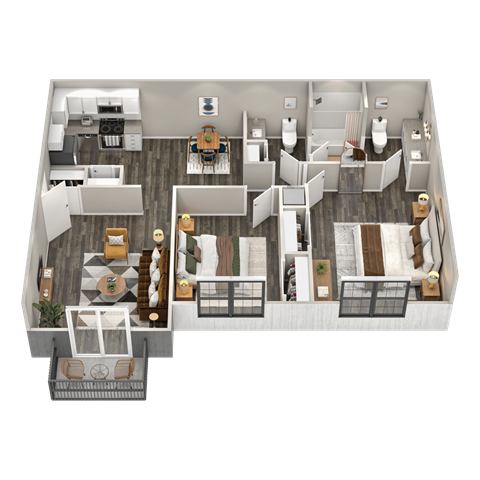 Floor plan for 2 beds, 1.5 baths, 1100 sqft